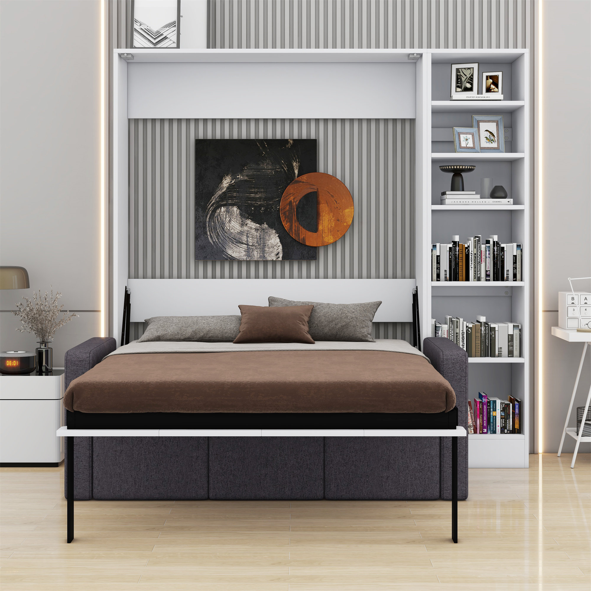 Latitude Run Murphy Bed Wall Bed With Sofa With Shelves Wayfair
